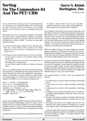 [Sorting on the Commodore 64 and the PET/CBM (1/7)]