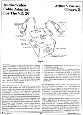 [Audio/Video Cable Adapter for the VIC 20 (1/2)]