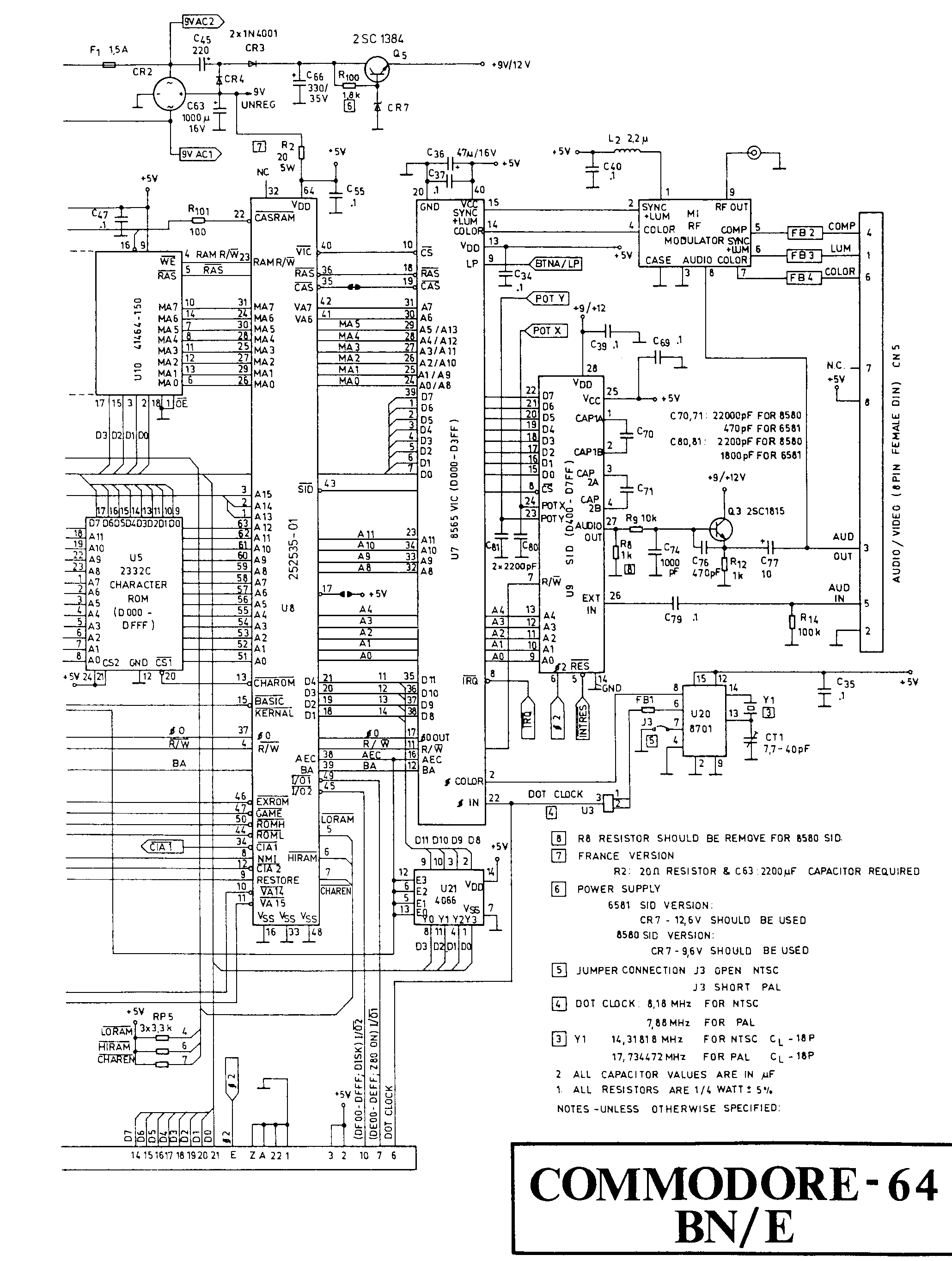 COMMODORE 64 C64 Computer Owners Service Manual With Schematics 